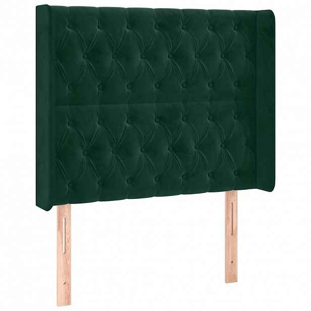 vidaXL Čelo postele typu ušák tmavě zelené 93x16x118/128 cm samet