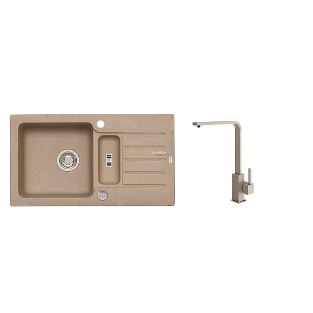 Alveus SET ALVEUS NIAGARA 70- 55+ BATERIE AFRA-55 - granitový béžový dřez 780 x 435 mm v setu s baterií