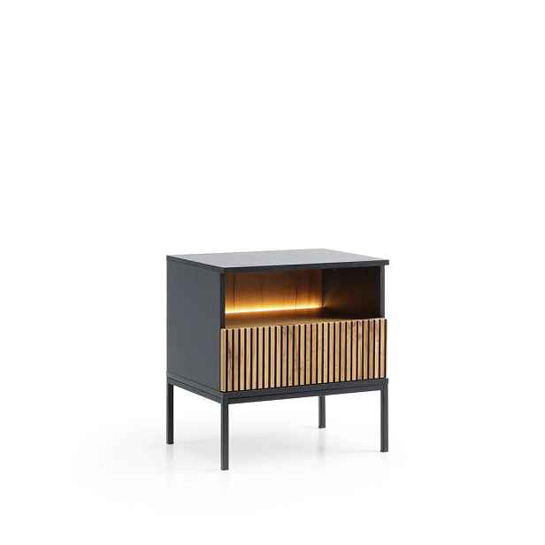 MASSENO NOČNÍ STOLEK SENTIERO, 54/56/39 cm s LED osvětlením, černý