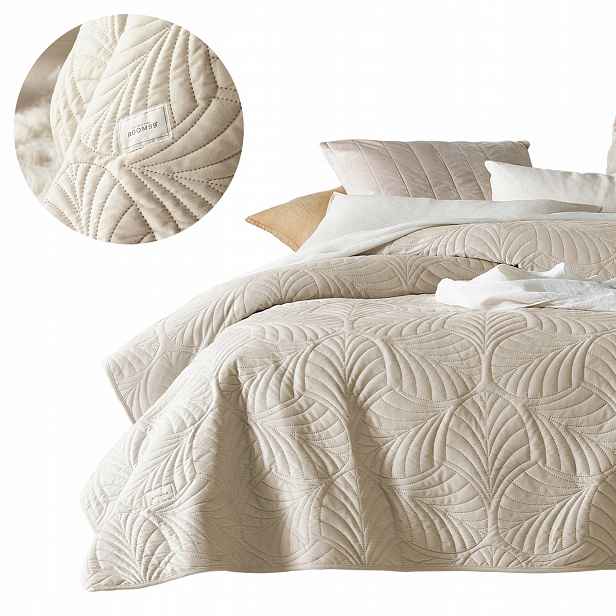 ROOM99 Přehoz na postel 200x220 krémová prošívaná pohovka velvet Feel