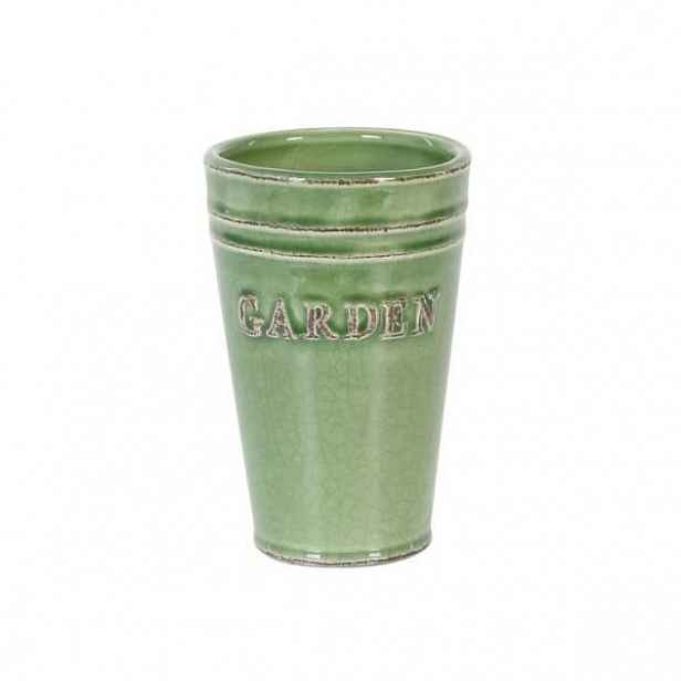 Váza kulatá kónická GARDEN keramika zelená 14,5cm