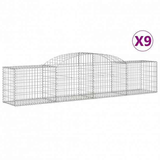 vidaXL Klenuté gabionové koše 9 ks 300x50x60/80 cm pozinkované železo