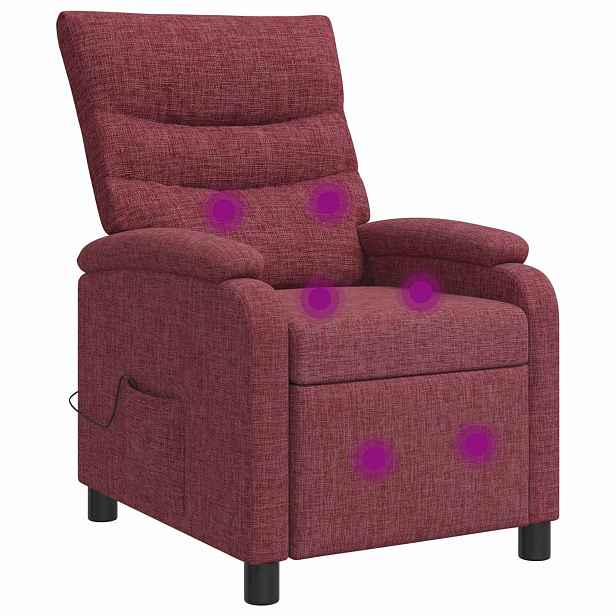 vidaXL Masážní polohovací křeslo Víno Červené Textil