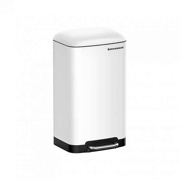 Kuchyňský odpadkový koš 30 l bílý, pedál, tiché zavírání