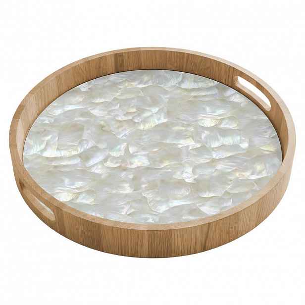 OnlyWow SERVÍROVACÍ PODNOS Perleťový lesk - Bílá - Shell 40x40 cm