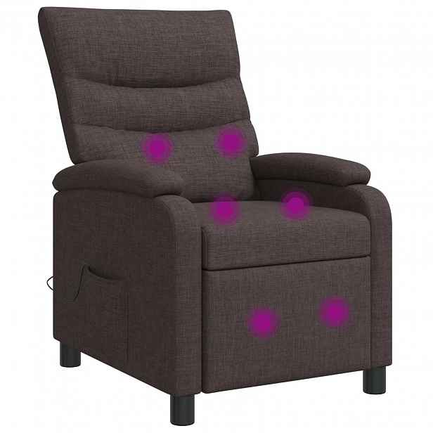 vidaXL Masážní polohovací křeslo Tmavě hnědá Textil