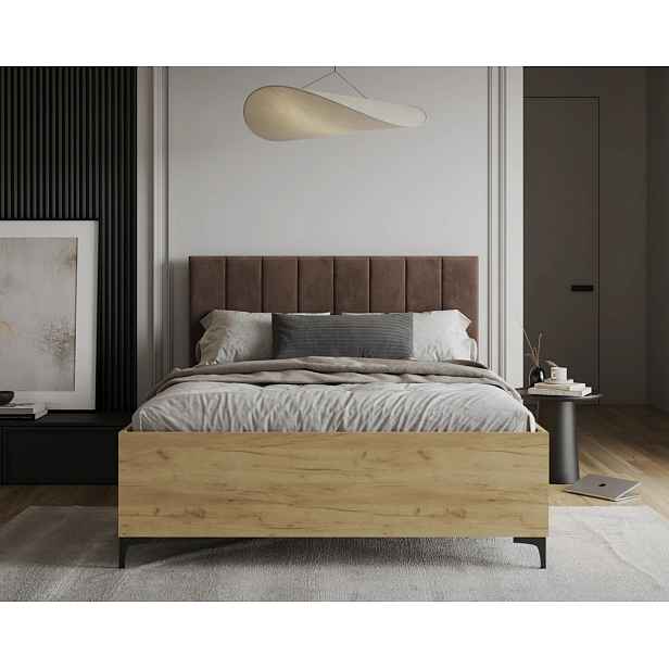 FDM Postel Sierra se zvedacím roštem Trinity hnědá/dub craft, velikost 120x200