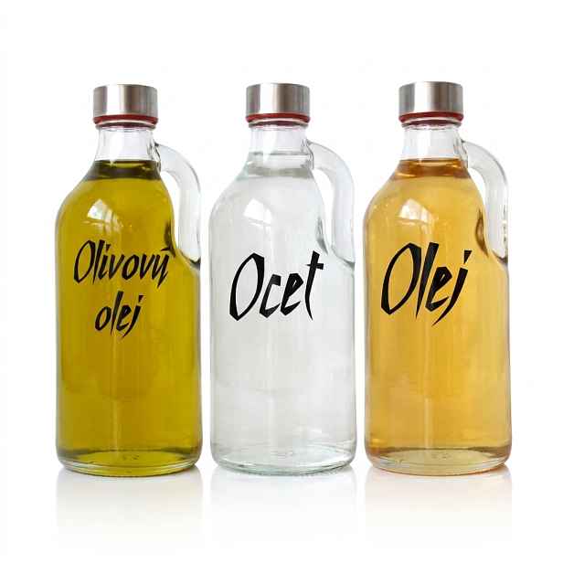 Orion Láhev na olej, olivový a ocet, s uchem a uzávěrem na závit SADA 3*1,15l