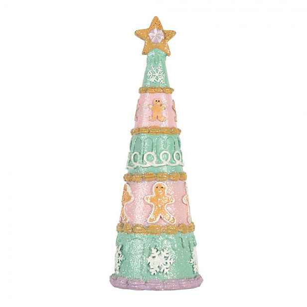 Růžovo-zelená dekorace vánoční stromek Christmas Tree - Ø 9*25 cm Clayre & Eef