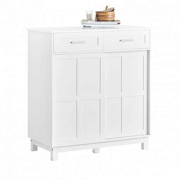 SoBuy NÍZKÁ SKŘÍŇ se dvěma zásuvkami Bílá 80x40x85cm Nordický