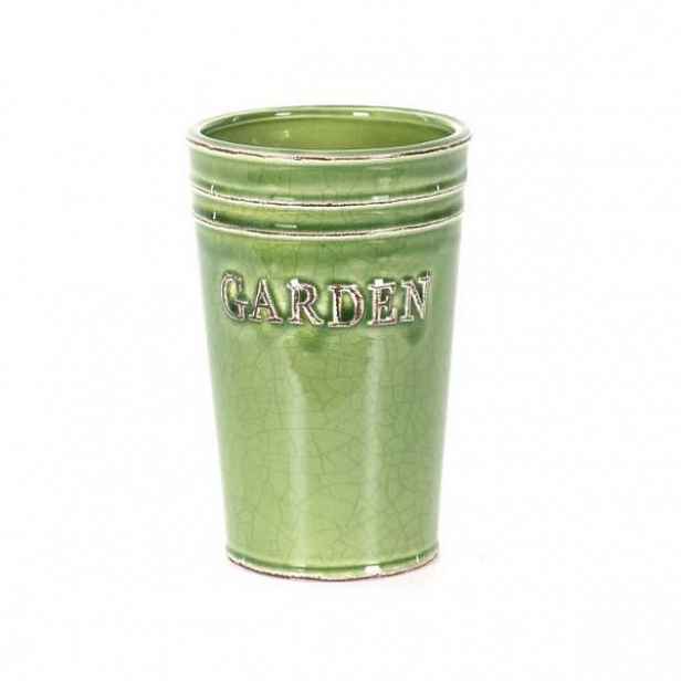 Váza kulatá kónická GARDEN keramika zelená 18cm