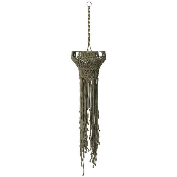 Zelené závěsné stínidlo s provázky Macrame  -  Ø 25*97 cm / E27 J-Line by Jolipa