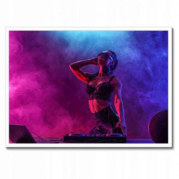 Plakáty v rámu 70x50 DJka Žena Dj Gramofon