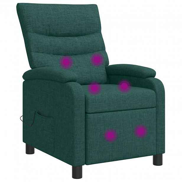 vidaXL Masážní polohovací křeslo Tmavě zelená Textil