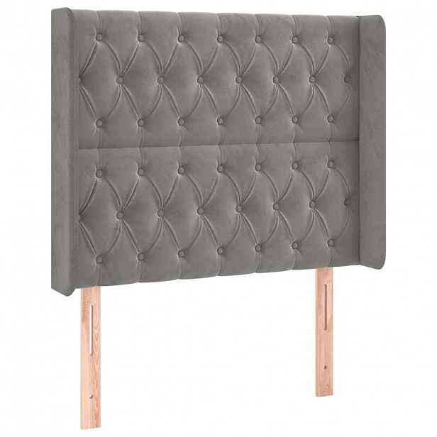 vidaXL Čelo postele typu ušák světle šedé 103x16x118/128 cm samet