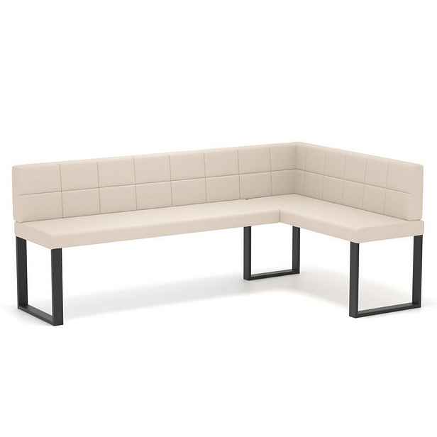 Idohome ROHOVÁ LAVICE SANA U pravá ekokůže prošívaná, 128/168 cm, béžová