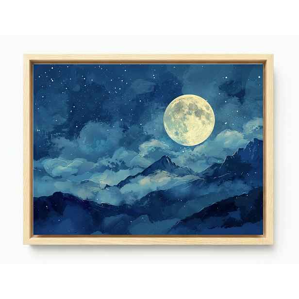 Obraz Rám Americký Box Měsíc Nad Horami Noční Krajina Hvězdy 80x60