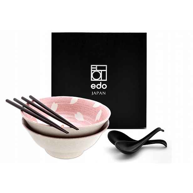 Sada 2 misek s lžícemi a hůlkami Ramen Cherry Bunny 1100 ml Box