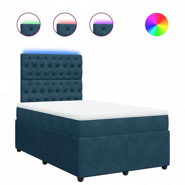 vidaXL Box spring postel s matrací modrá 120 x 200 cm samet