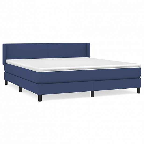vidaXL Box spring postel s matrací modrá 160x200 cm textil