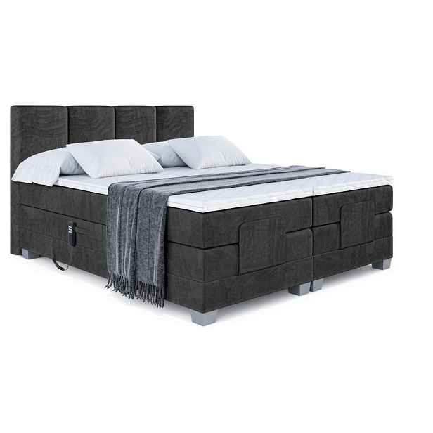 ALTDECOR BOXSPRINGOVÁ POSTEL s matrací H3/H4 - ROKS EL - 200x200 cm Černá