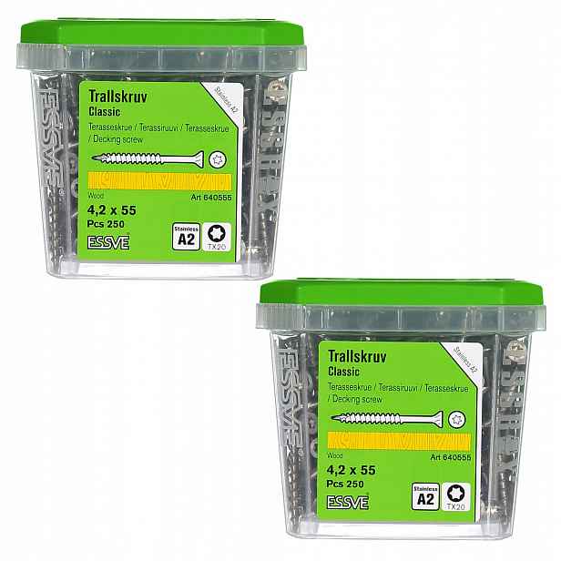 Essve Classic Terasový šroub na dřevo nerezový A2 4,2x55mm 250 Ks x2