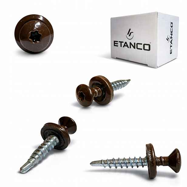 Farmářské vruty Etanco s vrutem 4,8x35 Torx Ral 8014 250 Ks.