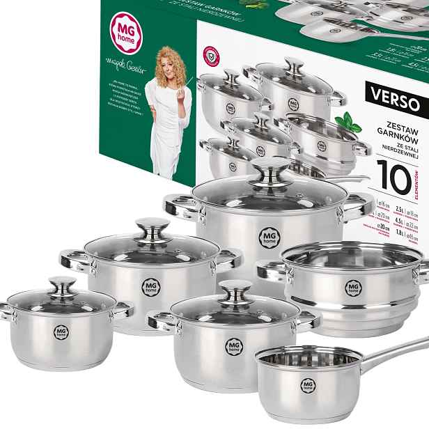 Sada Hrnců Mg Home Verso Ocelová Sada 10 Kusů Inox Indukce