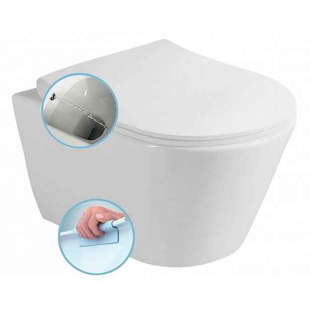 Sapho Avva - Závěsné WC s bidetovou sprškou, Rimless, bílá 100312