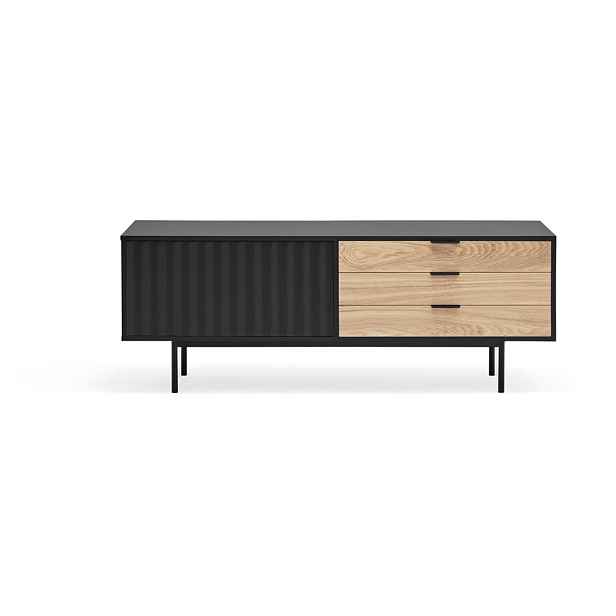 TV stolek v dekoru dubu v černo-přírodní barvě 140x52 cm Sierra – Teulat