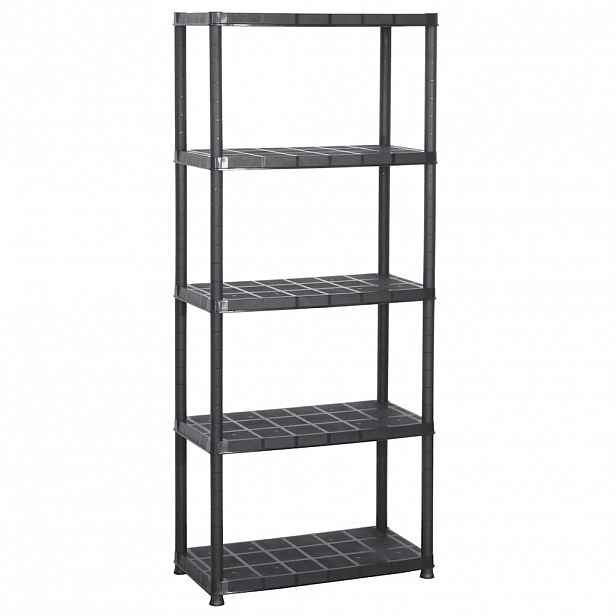 vidaXL Úložný regál 5patrový černý 71 x 38 x 170 cm plast
