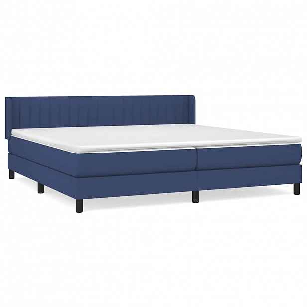vidaXL Box spring postel s matrací modrá 200x200 cm textil
