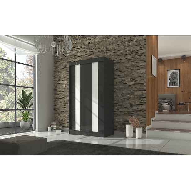 Šatní skříň s posuvnými dveřmi 120 cm FADRA - černá / bílá