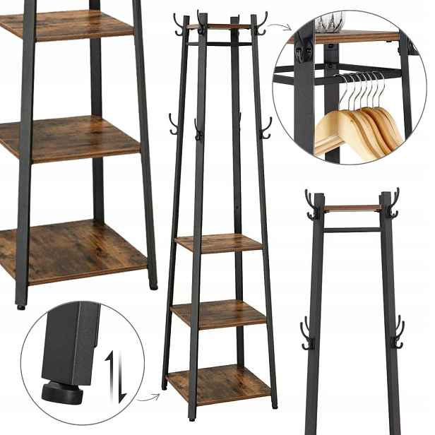 Stojanový věšák na oblečení Loft Industrial s háčky na chodbu do kanceláře