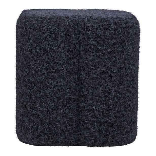 Tmavě modrý taburet z textilie bouclé Durban – House Nordic