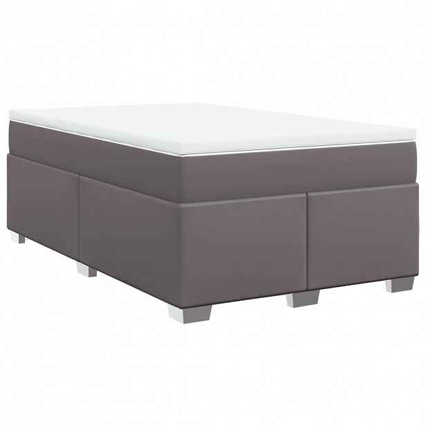vidaXL Box spring postel s matrací šedá 120x190 cm umělá kůže