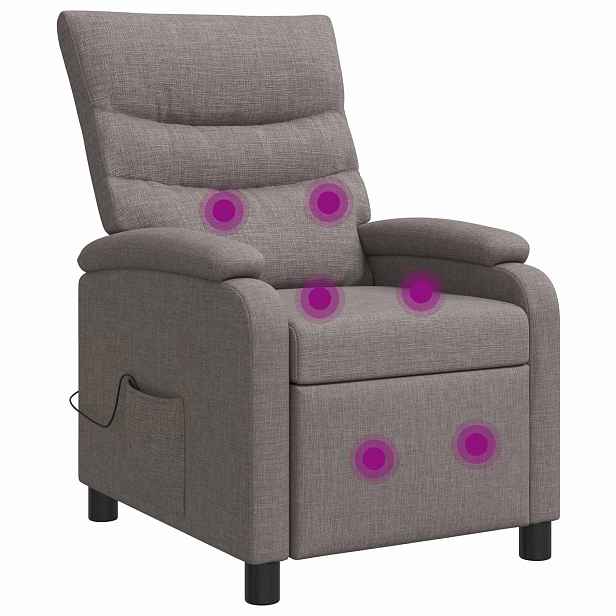 vidaXL Masážní polohovací křeslo Taupe Textil