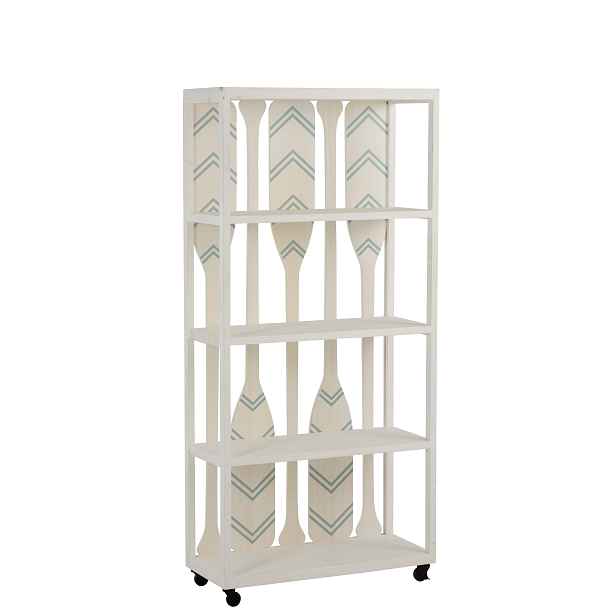 Bílý dřevěný policový regál s pádly Paddles - 80*35*172 cm J-Line by Jolipa