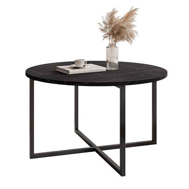 Idohome KONFERENČNÍ STOLEK BESARO 75/47 cm kulatý, černý / šedý