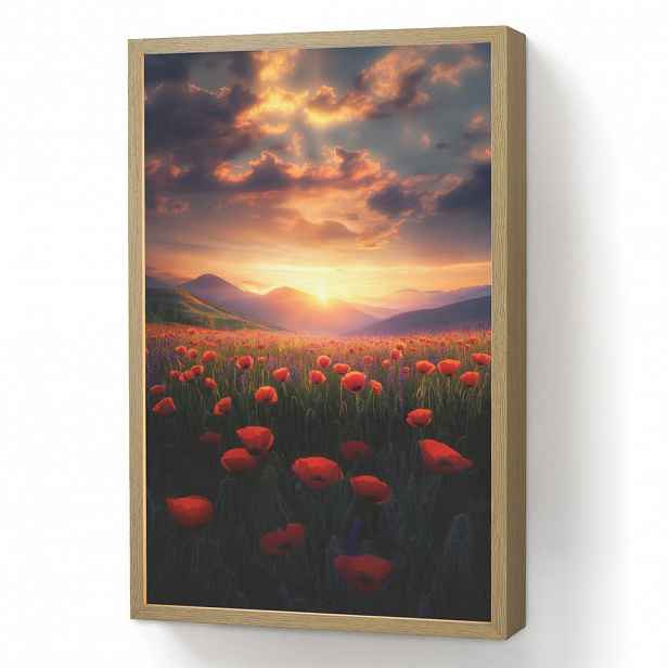 OnlyWow NÁSTĚNNÁ LAMPA S AKUMULÁTOREM Krajina - Západ slunce - Květinové pole 40x60 cm