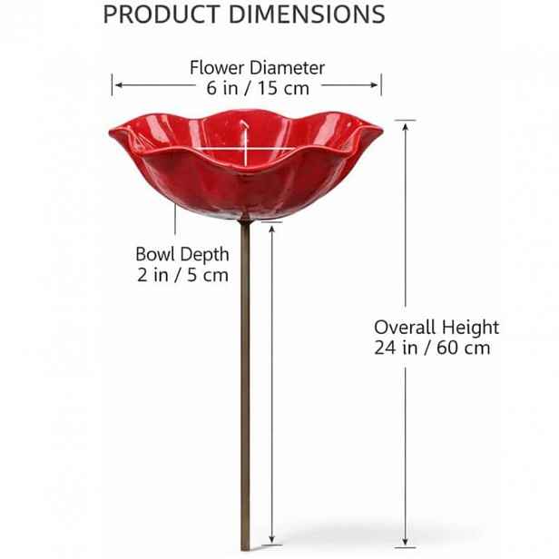 TEMU [3D] 15cm Květinový Zahradní Kolík s Včelím Koupacím Mískem & Ptáčí Vodní Miskou, Venkovní Dekorace do Dvora, Zavlažovací Stanice pro Motýly &