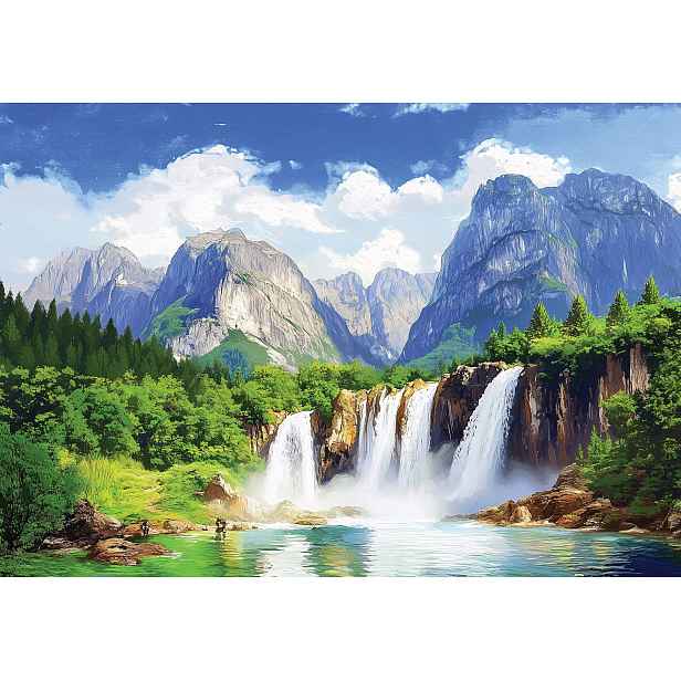 Vliesová fototapeta Horská krajina a vodopád Klid 150x105 lepidlo