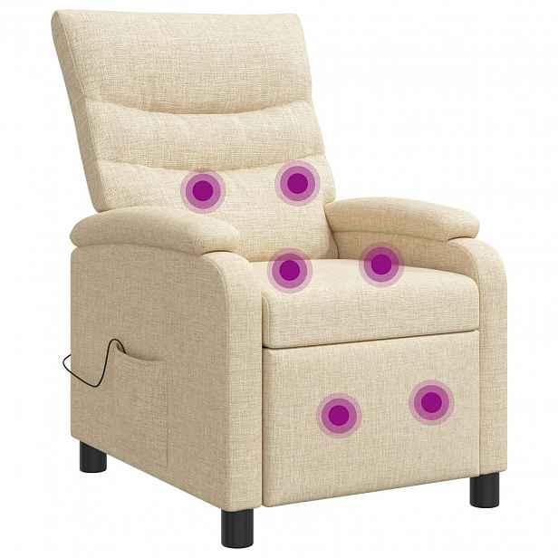 vidaXL Masážní polohovací křeslo Krémová Textil