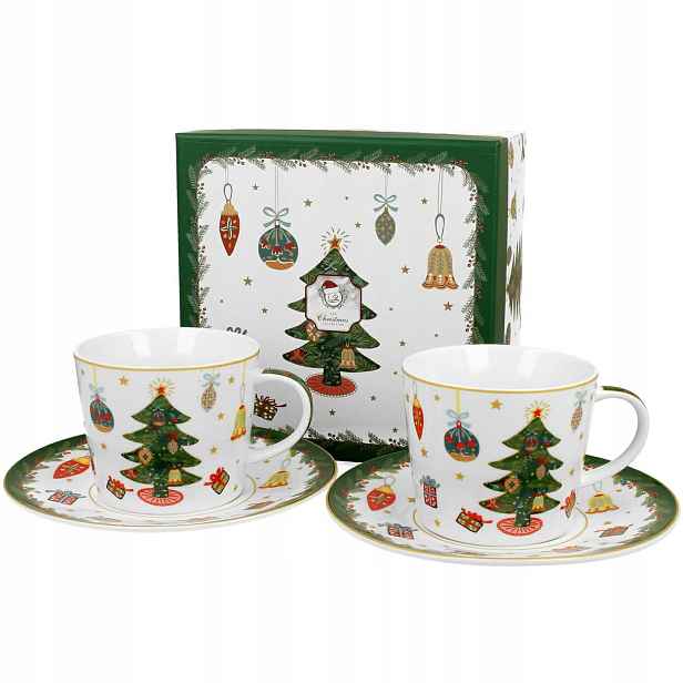 2x Vánoční šálek v krabičce, porcelánový dárek, 250 ml, na Káva