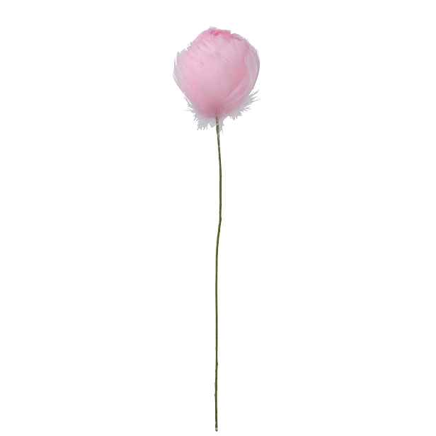 Dekorace růžová květina tulipán z peříček  - Ø12*38cm J-Line by Jolipa