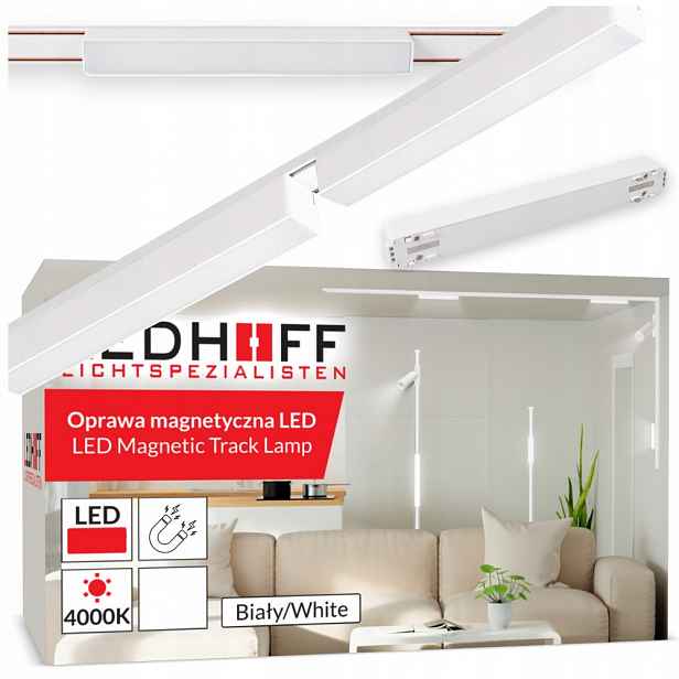 Magnetické kolejnicové osvětlení Set lišta 1 m 2x Led lineární lampa Bílá