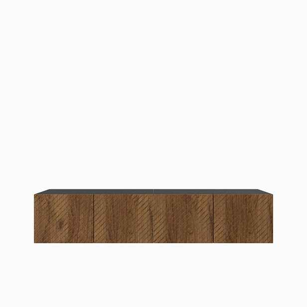 MASSENO ZÁVĚSNÝ TV STOLEK CAVA, 200/41/40 cm, černý /, dekor dub