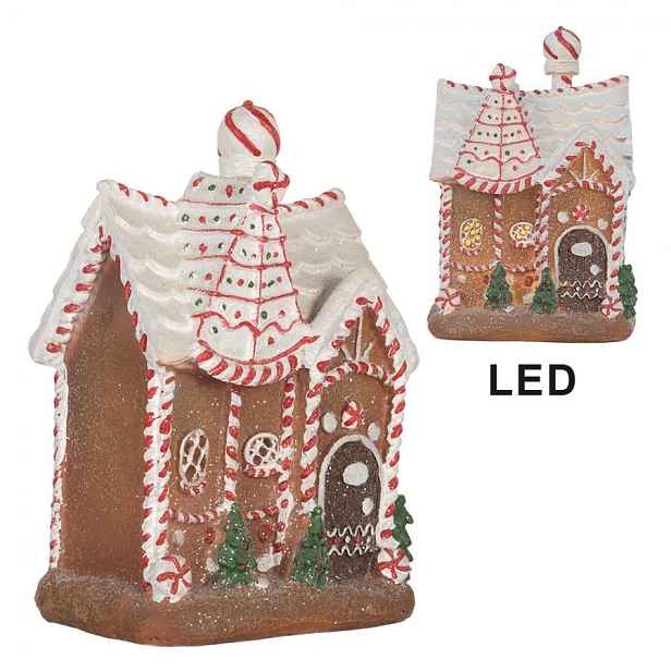 Perníková LED chaloupka Gingerbread Cotti - 16*12*23 cm Clayre & Eef