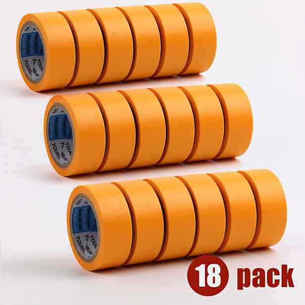TEMU 18 Rolí 2cm x 10m Oranžová Vysokopřilnavá Papírová Páska, Bez Zbytků, Žáruvzdorná Maskovací Páska, Extra Široká Odolná proti Trhání, Vhodná pro