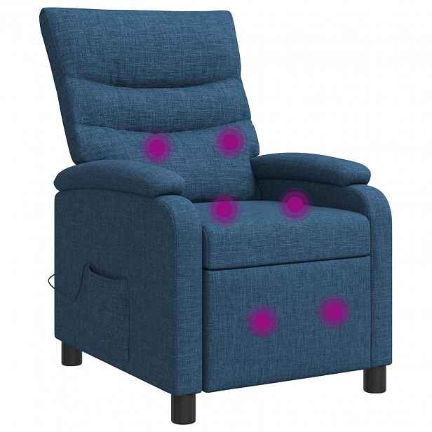 vidaXL Masážní polohovací křeslo Modrá Textil
